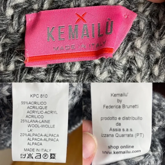 Kemailu Chunky Cowl Neck Wool/Alpaca Sweater ITALY Lagenlook Oversized Size L - Picture 15 of 15